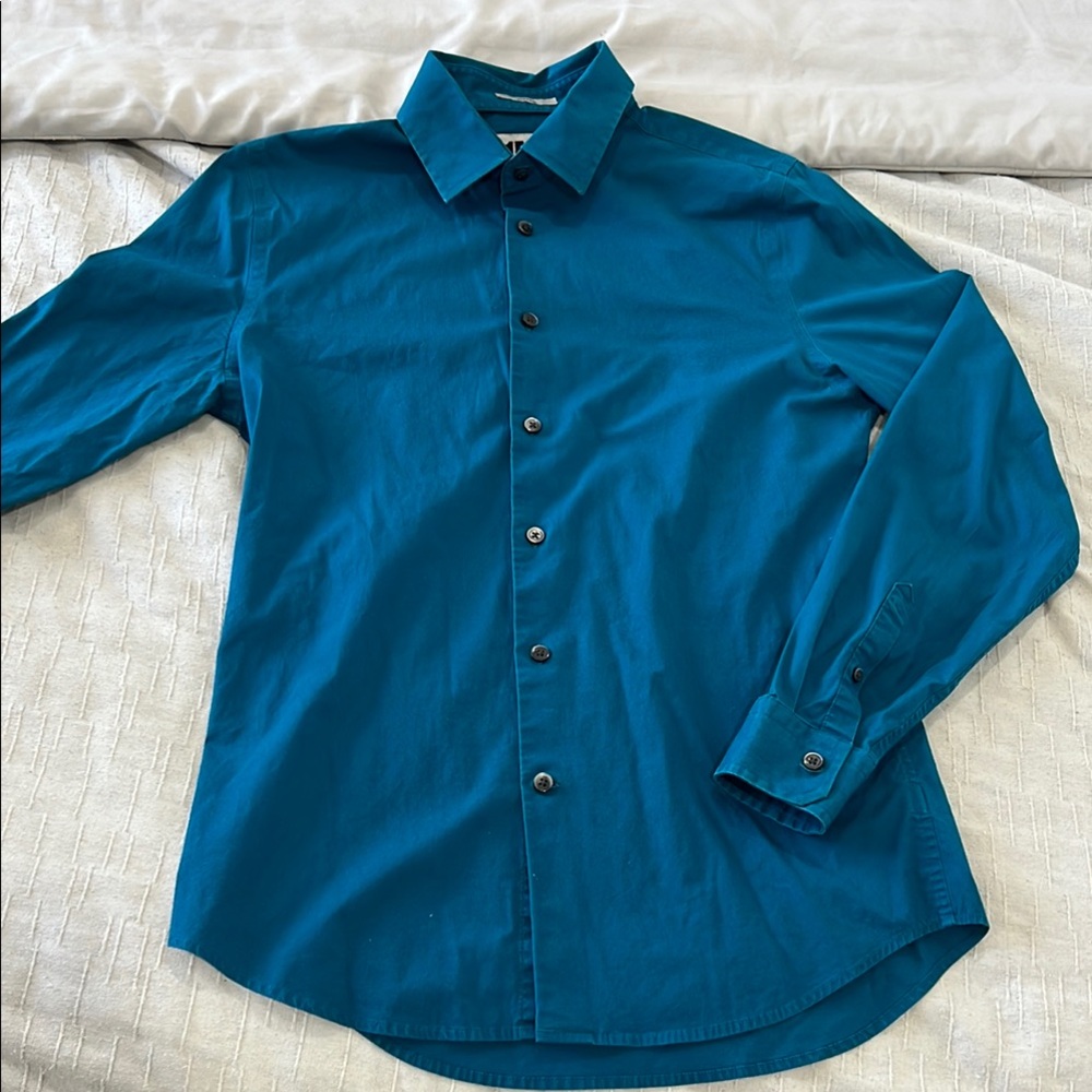 Men's Teal Button-Up Shirt